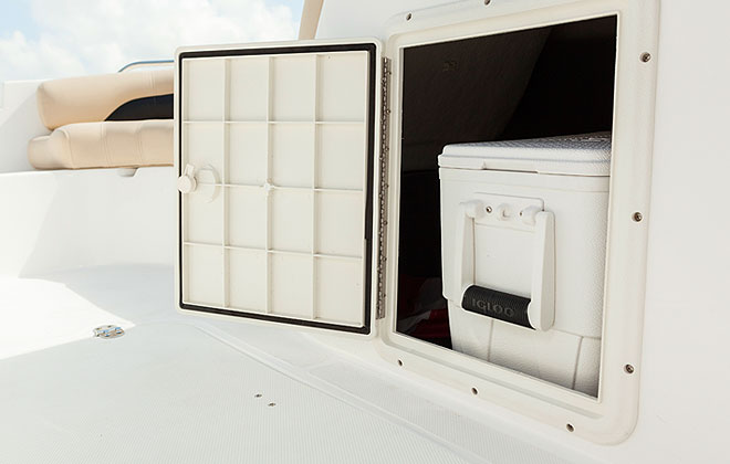 Extra cooler storage on the boat