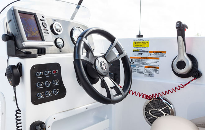 Captains Console on the Hurricane Sundeck Sport Boat